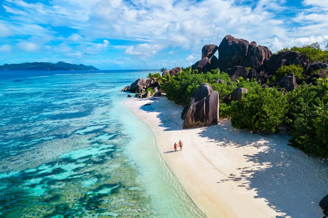 Les rochers de granit rose de l'Anse Source d'Argent, La Digue, Seychelles