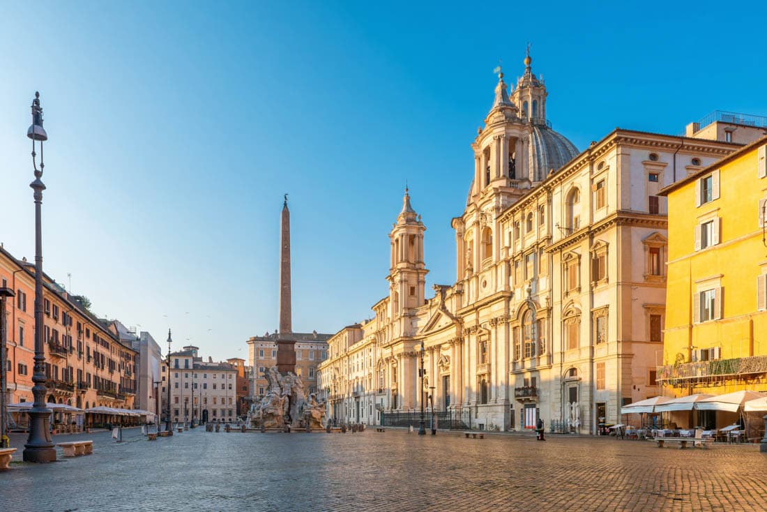 La Piazza Navona et la Fontaine des Quatre Fleuves de Bernin